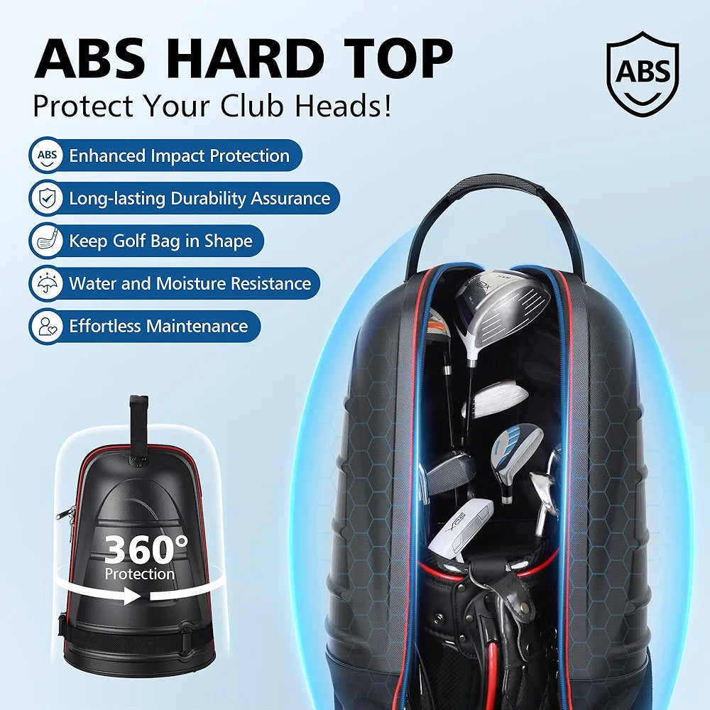 Golf Travel Bags for Airlines with Wheels, Hard Case Top and 1680D Heavy Duty Oxford Protect Golf Clubs, Lightweight and Easy to Maneuver