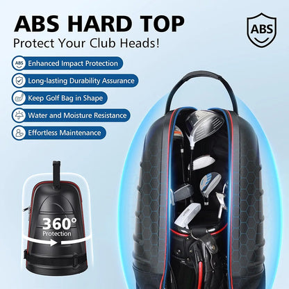 Golf Travel Bags for Airlines with Wheels, Hard Case Top and 1680D Heavy Duty Oxford Protect Golf Clubs, Lightweight and Easy to Maneuver