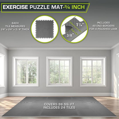 ProsourceFit Extra Thick Puzzle Exercise Mat 1 inch 24 Sq 6 Tiles