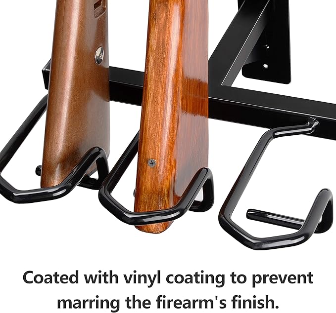 Gun Rack, Gun Rack Wall Mount for Rifles and Shotguns, Rifle Rack - Heavy Duty Steel, 3-Slot