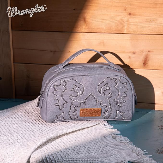 Wrangler Makeup Pouch Bag Mini Western Toiletry Purse Cosmetic Organizer Paisley Travel Pouch for Women