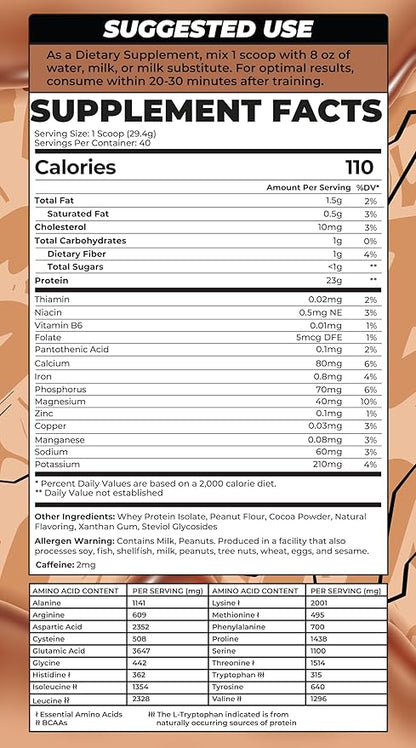BOA Isolate Protein with Vitamin B6 and Zinc - Low-Sodium Whey Protein Isolate 23g of Protein per Scoop - (Chocolate Peanut Butter - 40 Servings)