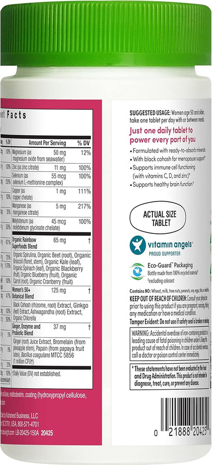 Rainbow Light Multivitamin for Women 50+, Vitamin C, D & Zinc, Probiotics, Women’s One 50+ Multivitamin Provides High Potency Immune Support, Non-GMO, Vegetarian, 150 Tablets
