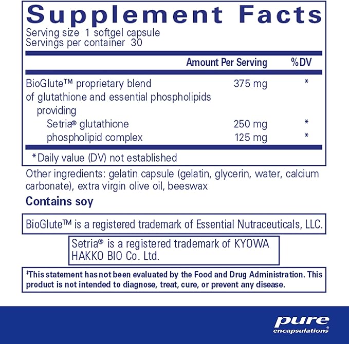 Pure Encapsulations Liposomal Glutathione - Immune Support & Liver Detox* - Antioxidant Protection - with Setria Glutathione - Non-GMO - 30 Softgel Capsules