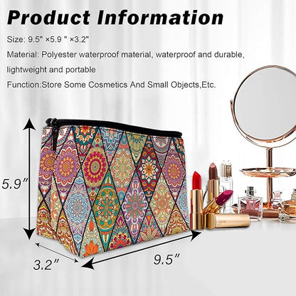 Vintage Wood Panel Love Starfish Makeup Bag for Purse, Waterproof Funny Cosmetic Bag for Women, Zipper Travel Pouch Gift 9.5×5.9 Inch