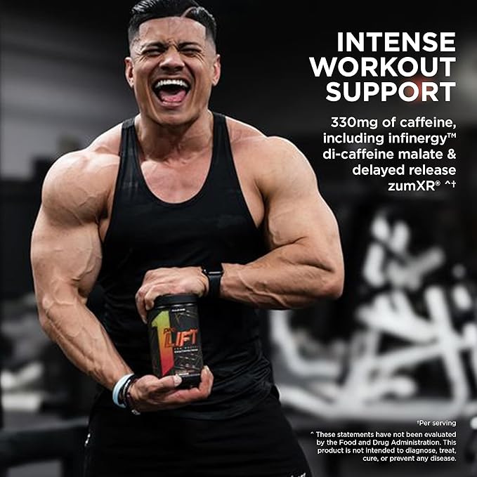 Rule 1 preLIFT Pre-Workout - 6g Citrulline, 3.2g Beta Alanine, 3 Caffeine Sources + 20 Others for Energy, Alertness, & Endurance (30 Servings, Acai Berry)