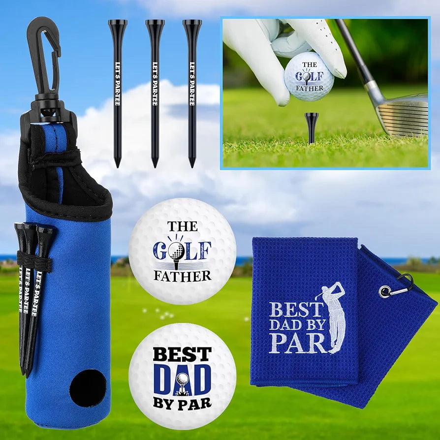 9 Pcs Golf Accessories Kit Golf Club Cleaning Kit Include Microfiber Towel, Cleaner Brush, Ball and Tee Holder, Divot Repair Tool, Ball Bag with Hook for Men Women Gifts 