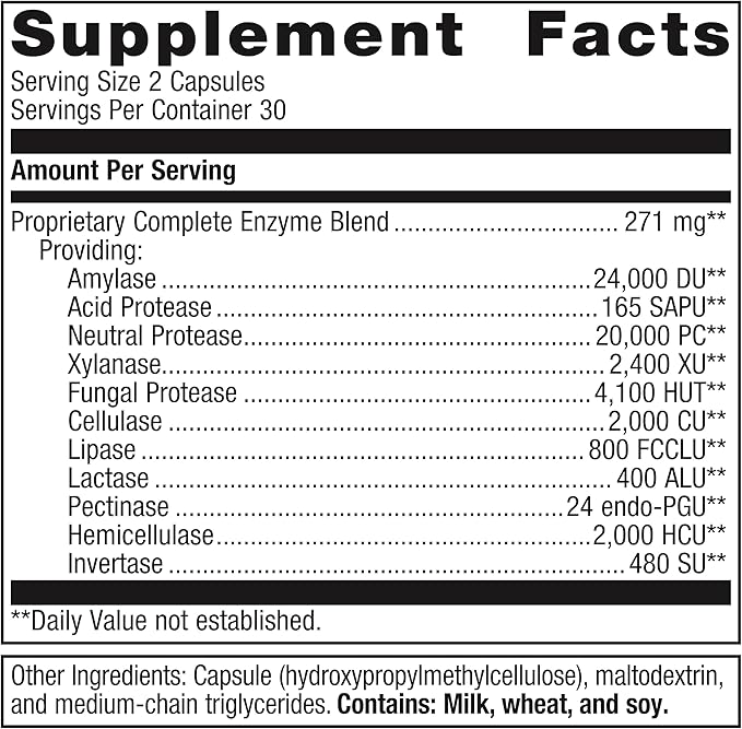 Metagenics SpectraZyme Complete Enzyme Complex - Digestive Enzymes Supplement - Digestive Health for Men & Women* - Non-GMO - 60 Capsules