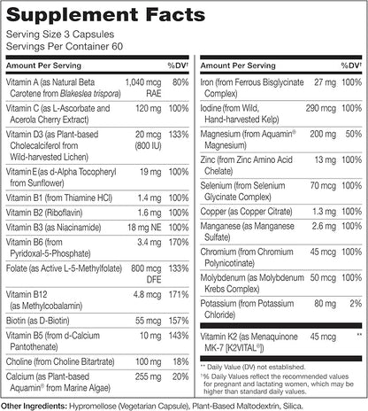 NATURELO Prenatal Multivitamin with Gentle Chelated Iron, Methyl Folate, Plant Calcium & Choline - Vegan, Vegetarian - Non-GMO - Gluten Free - 360 Capsules - 4 Month Supply