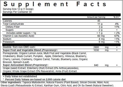 Biopharma Scientific Nanoreds: Reds Superfood Fruit & Vegetable Powder Smoothie Mix for Digestive Health & Immunity with Antioxidants, VitaminC, Elderberry, Pomegranate, Berry Flavor, 30 Servings