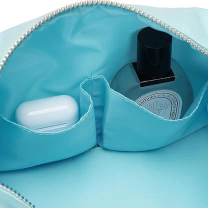 Organizer Bag Lightweight Cosmetic Bag with Ring Clasp Perfect Travel Makeup Bag for Women nylon Stand Up Design (Mint Green/Nylon)