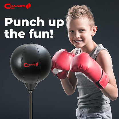 Champs MMA Boxing Freestanding Reflex Bag Dummy, Punching Bag with Stand and Gloves Set, Exercise Equipment for Agility, Hand-Eye Coordination Workout Kit