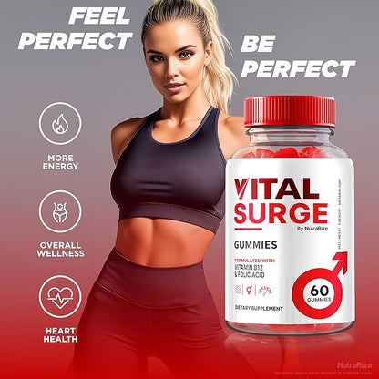(3 Pack) Vital Surge Gummies, VitalSurge Gummies All Natural, Vital Surge Gomitas, Apple Cider Vinegar Supplement, Official Vital Surge Gummies Reviews (180 Gummies)
