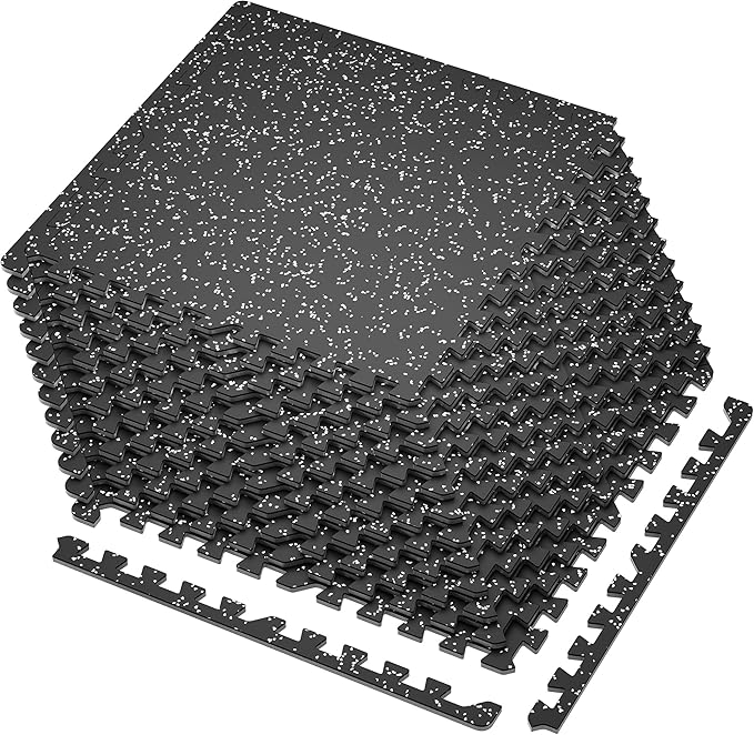 SUPERJARE 0.4 Inch Gym Flooring for Home Gym 12 Tiles