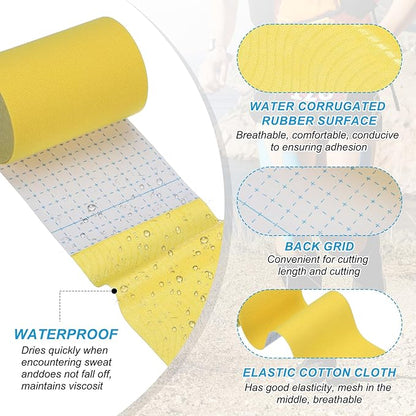 PATIKIL 5.5 Yard x 4 inch Kinesiology Tape, 1 Roll Adhesive Cotton Sports Muscle Support Tapes Waterproof Elastic Tape for Knee Ankle Wrist Shoulder, Yellow