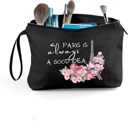 Paris Travel Gifts - Unique Cosmetic Bags for Women, Make Up Bag for Traveling for Her