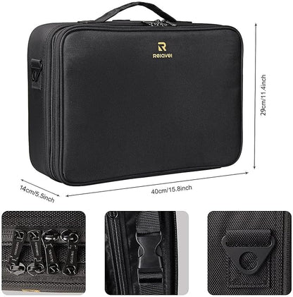MONSTINA Large Capacity Makeup Case 3 Layers Cosmetic Organizer Brush Bag with Four Small Bag,Barber Hairdresser Train Case Makeup Artist Box Nail Polish Organizer