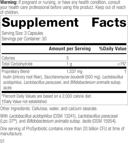 Standard Process ProSynbiotic - Whole Food Bowel, Immune Support, Digestion and Digestive Health with Bifidobacterium, Chicory Root, Lactobacillus Acidophilus, and Inulin - Vegetarian - 90 Capsules