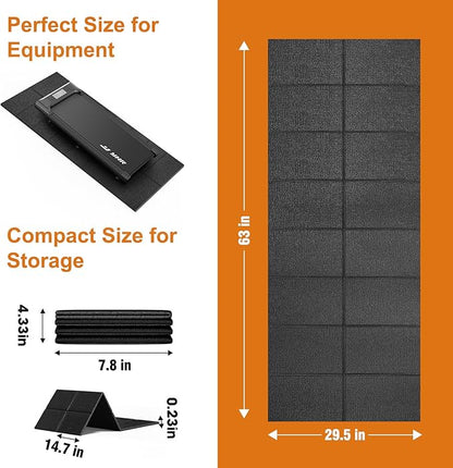 HOVSCO Foldable Treadmill Mat Non-Slip Exercise Bike Mat 1/4" Thick, 30"x63" Waterproof