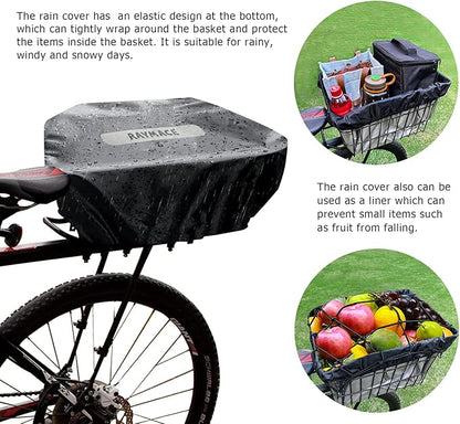 RAYMACE Rear Bike Basket with Waterproof Cover,Bicycle Cargo Rack Storage Basket Mount for Back Under Seat