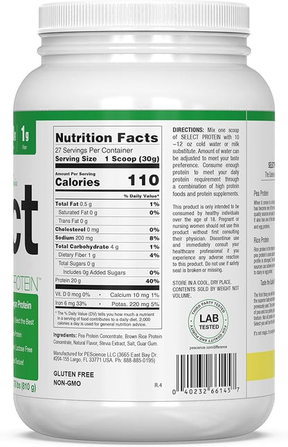 PEScience Select Vegan Plant Based Protein Powder, Cinnamon Delight, 27 Serving, Pea and Brown Rice Blend
