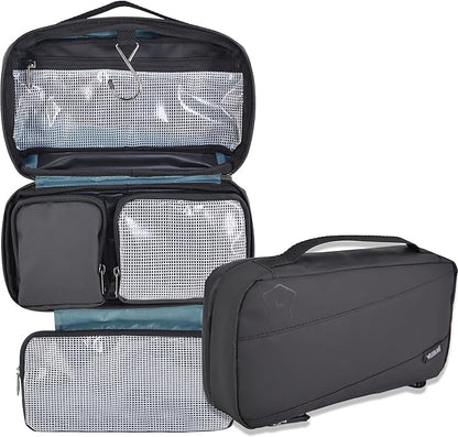 WELKINLAND 6-Pockets Toiletry bag, Shaving bag, Shower bags men, Mens bathroom bag, Hygiene bag men, Mens overnight bag toiletries, Mens toiletry bags traveling, Hanging toiletry bag men, Black