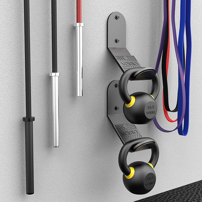 Kettle Bell Wall Rack, Wall Mounted Kettle Bell Storage Hanger, Gym Storage Mount for Many Size Kettlebell, Kettlebell Rack with Rubber mat is Choice for Home or Commercial Gyms