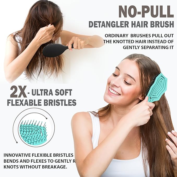 Fiora Naturals Hair Detangling Brush -100% Bio-Friendly Hair Detangler Brush w/Ultra-soft Bristles- Glide Through Tangles with Ease - For Curly, Fine, Women, Men, Kids, Toddlers, Wet and Dry Hair