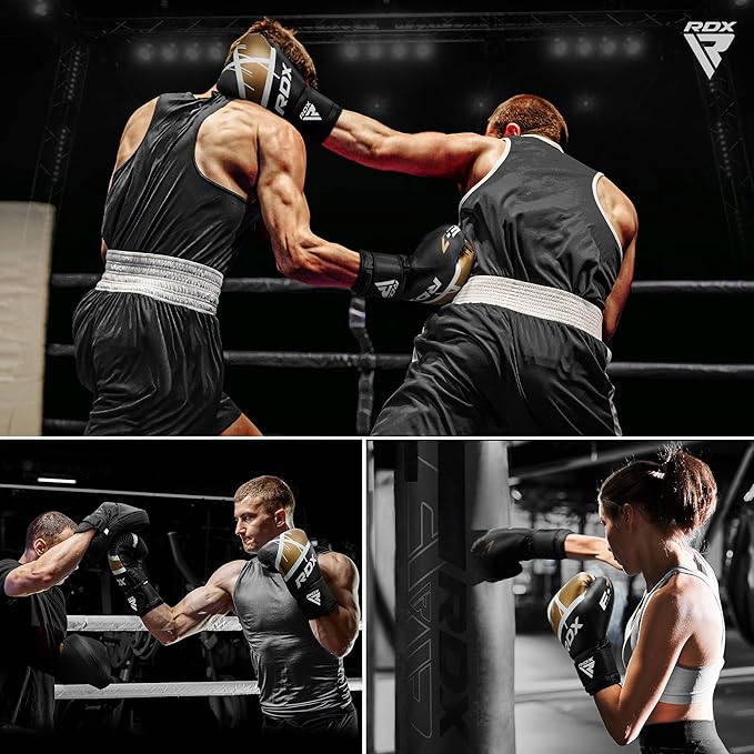 RDX Boxing Gloves EGO, Sparring Muay Thai Kickboxing MMA Heavy Training Mitts, Maya Hide Leather, Ventilated, Long Support, Punching Bag Workout Pads, Men Women Adult 8 10 12 14 16 oz