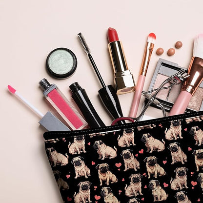 Pug Dog Makeup Bag for Purse - 2Pcs Cosmetic Bags Travel Toiletry Bags for Women Makeup Organizer Zipper Pouch