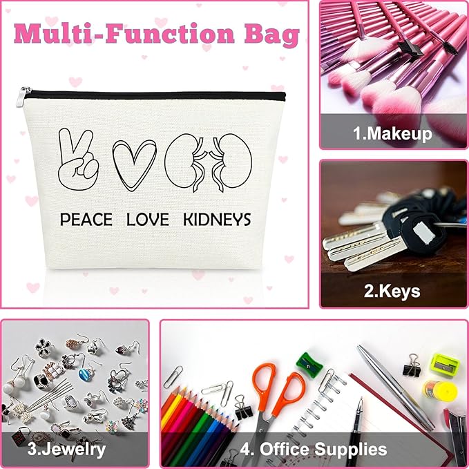 Kidney Transplant Gift Makeup Bag Kidney Donor Gifts for Women Nephrology Nurse Gift Nephrology Doctor Appreciation Cosmetic Bag Christmas Birthday Present for Dialysis Nurse Student Travel Pouch