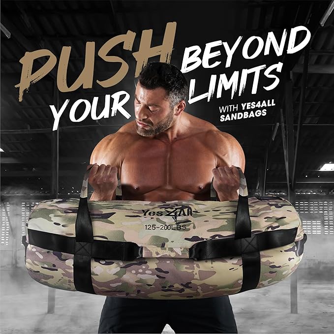 Yes4All Sandbags for Working Out, Adjustable Sand Bags for Weight Training with Handles, Multiple Colors & Sizes 5-200lbs