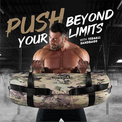 Yes4All Sandbags for Working Out, Adjustable Sand Bags for Weight Training with Handles, Multiple Colors & Sizes 5-200lbs
