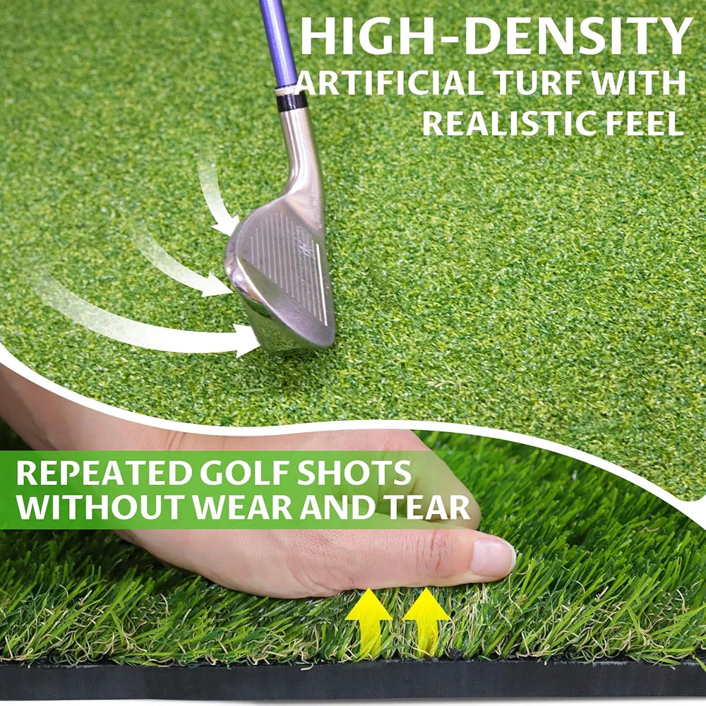 Thickened Dual-Turf Golf Mat: 5x4ft 31mm/21mm Heavy-Duty Golf Hitting Mats Practice Outdoor/Indoor, Elite Dense Artificial Turf Matt Training Aid for Backyard/Garage/Driving Range/Simulators