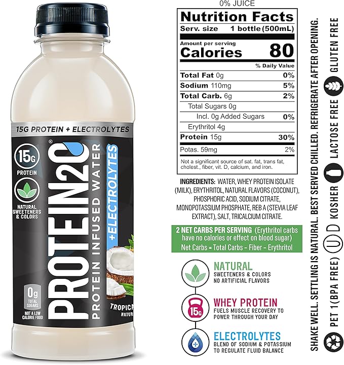Protein2o 15g Whey Protein Isolate Infused Water Plus Electrolytes, Sugar Free Sports Drink, Ready To Drink, Gluten Free, Lactose Free, Electrolyte Variety Pack, 16.9 fl oz Bottle (12 Count)