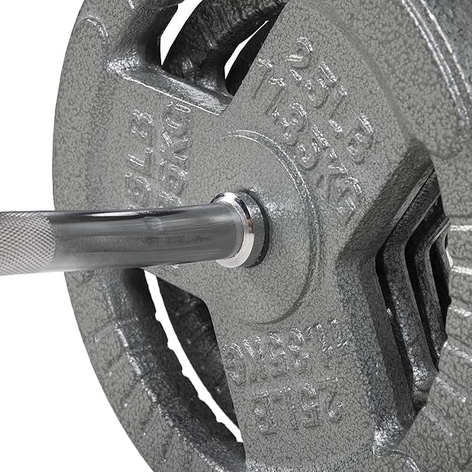 Signature Fitness Cast Iron Standard Weight Plates Including 5FT Standard 45-Pound Set (35 Pounds 10 Pounds