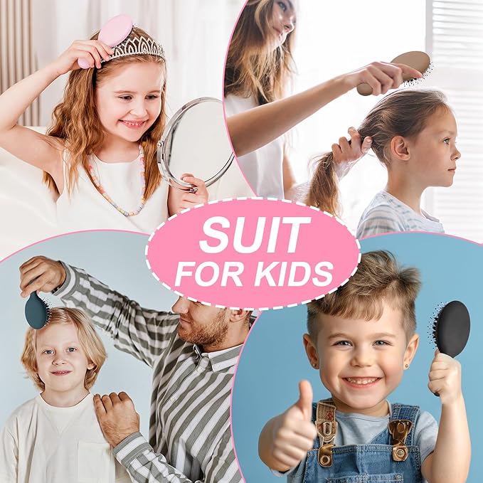 Mini Boar Bristles Hair Bursh, Travel Size Hair Brush for Women Men Kids, Protable Small Hair Brush for Pockets Purses, Mini Detangler Brush for Smooth Add Shine (1 Pack-Pink)