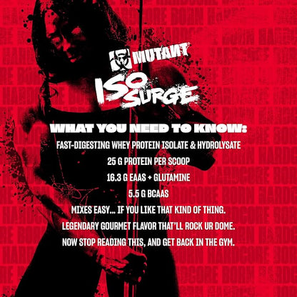 Mutant ISO Surge Whey Protein Isolate Powder Acts Fast to Help Recover, Build Muscle, Bulk and Strength, 1.6 lb (Triple Chocolate)
