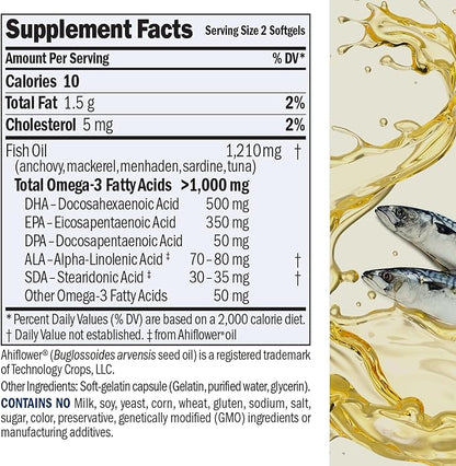 ANDREW LESSMAN Maximum Essential Omega-3 Unflavored, 180 Softgels - Ultra-Pure Omega-3 Fish Oil 1200 mg - High DHA, No Mercury Fish Oil Omega 3 Supplement - Small, Easy to Swallow Fish Oil Capsules