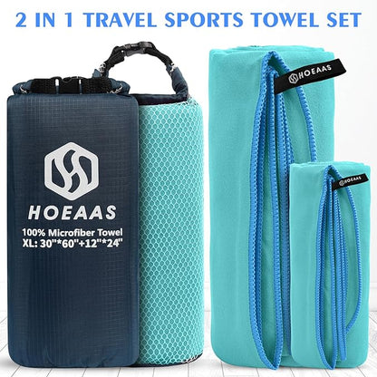 HOEAAS 2 Pack Microfiber Camping Towels