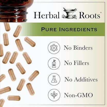 Herbal Roots Ginkgo Biloba Made with Pure Organic Ginkgo Leaf - 1,400mg per Serving, 60 Vegan Capsules