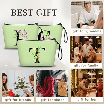 SEAMOON Women Birthday Unique Bride to be Bridal Shower Initial Gifts for Mom Sister Friend Her Teacher Aunt Makeup Cosmetic Bag with Mirror Mothers Day Christmas Graduation T