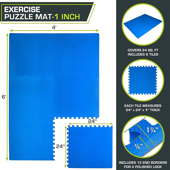 ProsourceFit Extra Thick Puzzle Exercise Mat ¾” and 1"