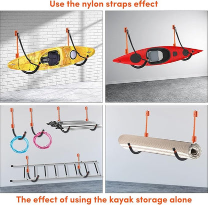 Kayak Storage,Kayak Wall Mount,Heavy Duty Steel Kayak Storage Rack Holds Up to 100 LBS with EVA Protector for Hanging Bicycle Surfboard Snowboard(6 Color,2 Style)