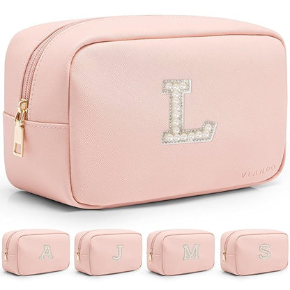 Vlando Monogram Gifts for Best Friends Travel Makeup Pouch Skincare Bag for Girls Women Gifts for Women Daughter Sister Teacher Friend Girlfriend L
