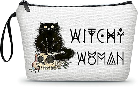 Witch Make Up Bags for Women Witchy Purses Good Black Cat Gifts for Women Adults Teen Girls