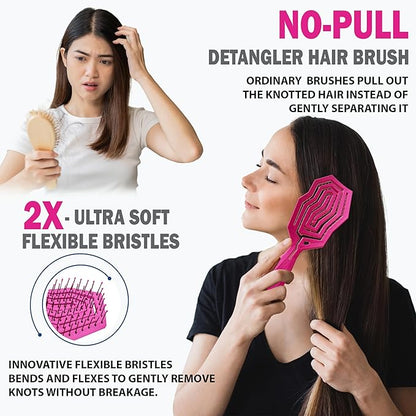 Fiora Naturals Hair Detangling Brush -100% Bio-Friendly Hair Detangler Brush w/Ultra-soft Bristles- Glide Through Tangles with Ease - For Curly, Fine, Women, Men, Kids, Toddlers, Wet and Dry Hair