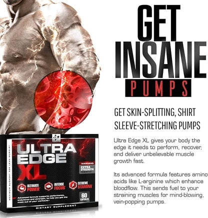 BCAA Bodybuilding Supplement - Nitric Oxide Booster for Maximum Muscle Growth - Recovery - and Intensified Workouts - with Amino Acids L Glutamine - L Arginine (60 Capsules)
