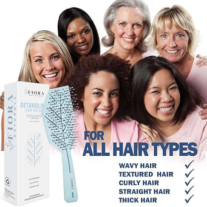 Fiora Naturals Hair Detangling Brush -100% Bio-Friendly Detangler hair brush w/Ultra-soft Bristles- Glide Through Tangles with Ease - For Curly, Fine, Women, Men, Kids, Toddlers, Wet and Dry Hair