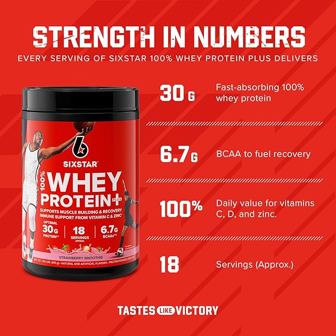 Six Star Elite Series 100% Whey Protein Plus Strawberry Smoothie 1.8lbs US